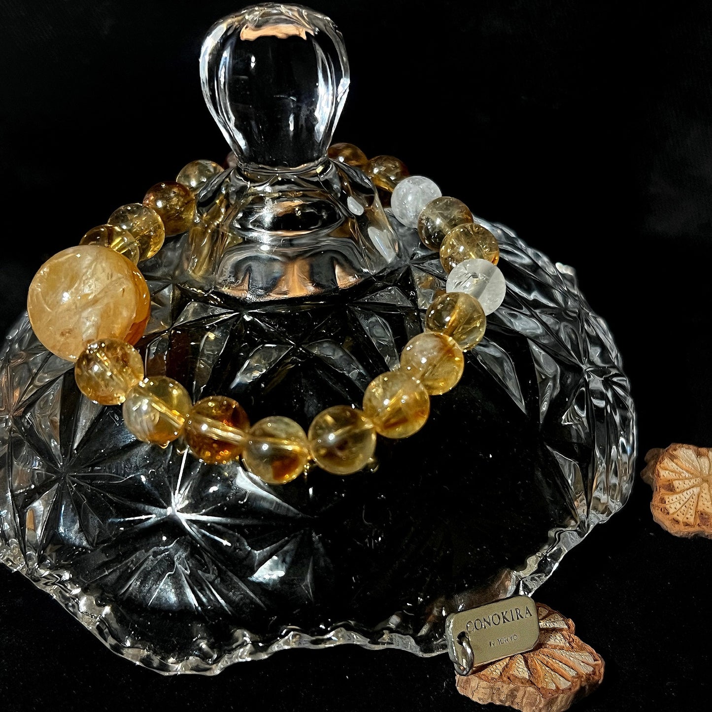 【Dream Fragments】 Red Hematite Quartz crystal,Citrine pyramid crystal& Flash Clear Quartz(Elastic)